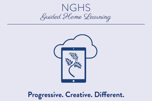 NGHS - Artwork "Guided home learning. Progressive. Creative. Different."